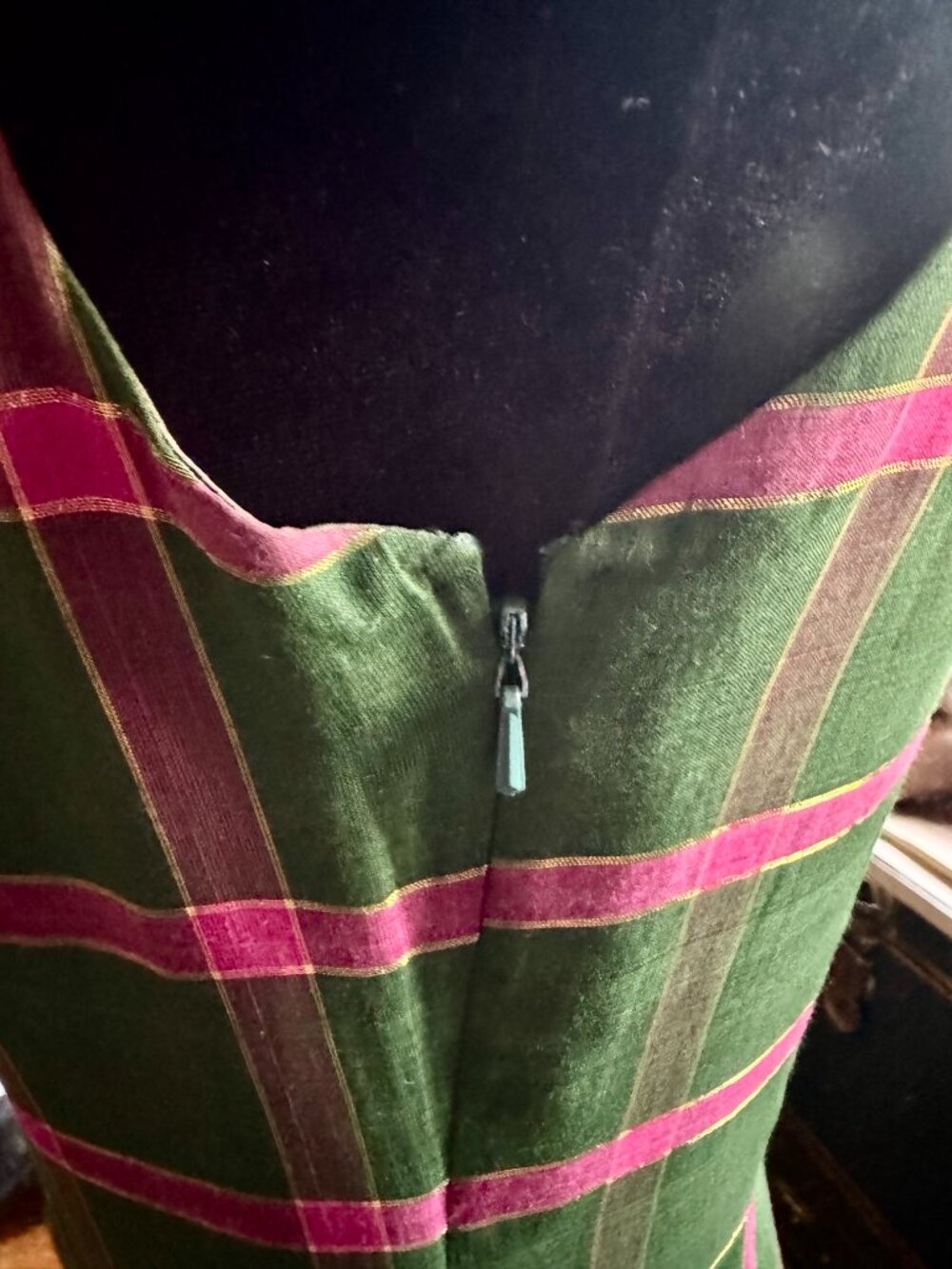 Vintage Plaid Custom Made Maxi Dress Size 4-6 - Picture 8 of 14
